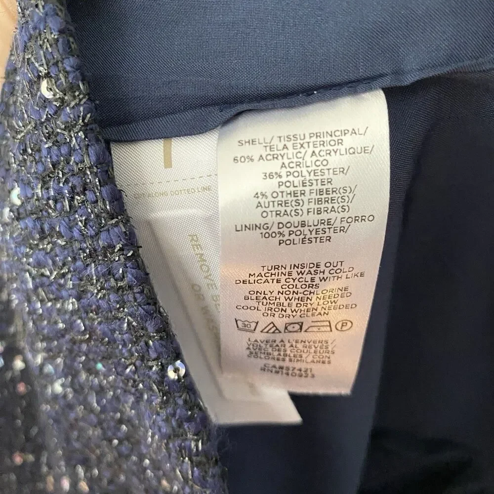 Loft NWT Plus 16 Mini Skirt Pockets Navy Sequin Party Event Work Holiday